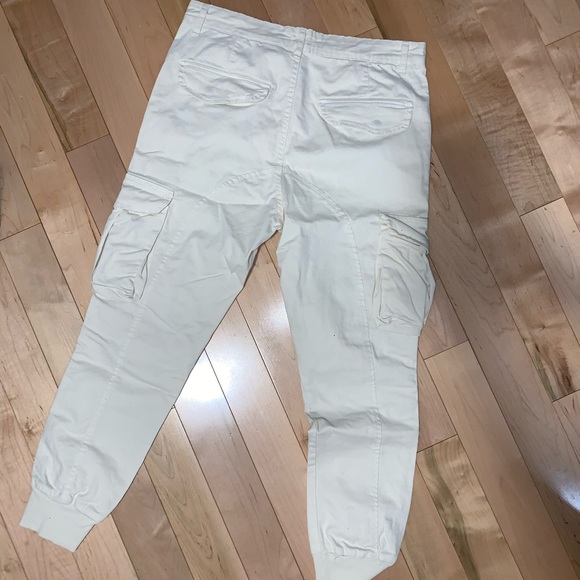 SIMONS Men's Cargo Joggers Cream White - Picture 2 of 3